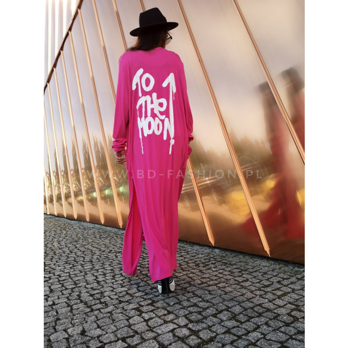NARZUTA DZIANINOWA LONG TO THE MOON NEON PINK