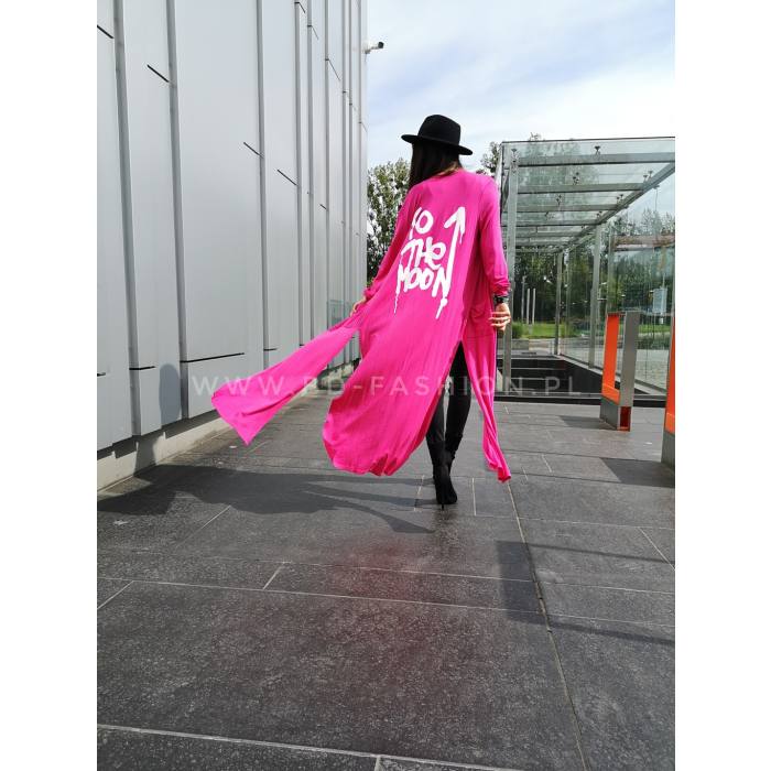 NARZUTA DZIANINOWA LONG TO THE MOON NEON PINK