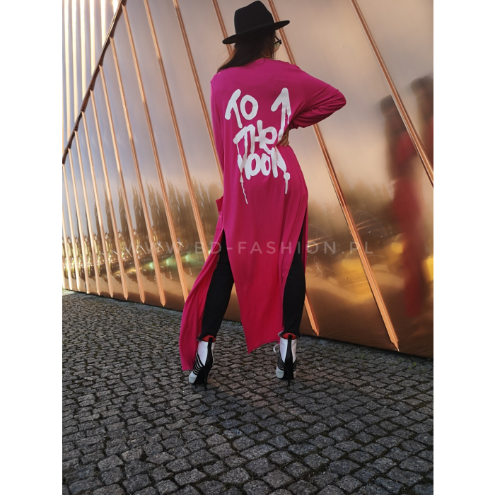NARZUTA DZIANINOWA LONG TO THE MOON NEON PINK