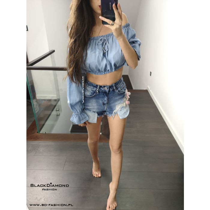 SPODENKI JEANS FLOWER POCKET