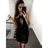 SUKIENKA 3D FLOWER BLACK