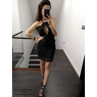 SUKIENKA 3D FLOWER BLACK