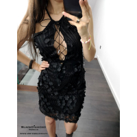 SUKIENKA 3D FLOWER BLACK