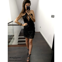 SUKIENKA 3D FLOWER BLACK