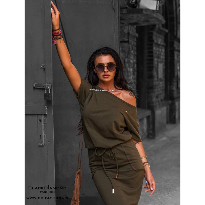 SUKIENKA MAXI COTTON KHAKI