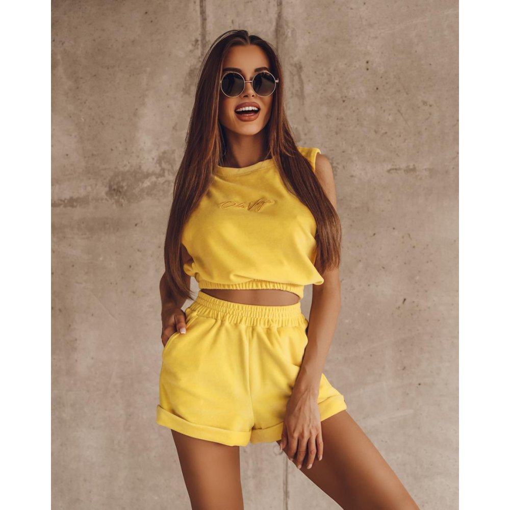 KOMPLET DRES VELVET COTTON SUMMER YELLOW