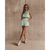 KOMPLET DRES VELVET COTTON SUMMER MIĘTA