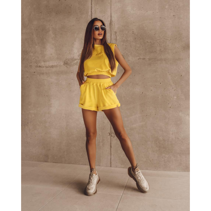 KOMPLET DRES VELVET COTTON SUMMER YELLOW