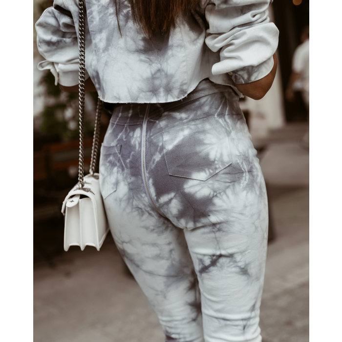KOMPLET TIE DYE DENIM SET GRAY