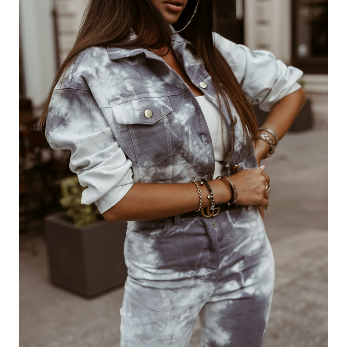 KOMPLET TIE DYE DENIM SET GRAY