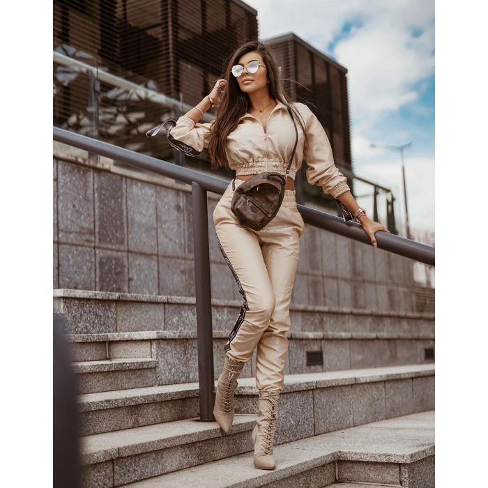 KOMPLET DRES TAFTA BEŻ
