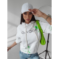 BLUZA BAWEŁNIANA CHLAPANA FARBĄ MAGMA ECRU (NEON GREEN)