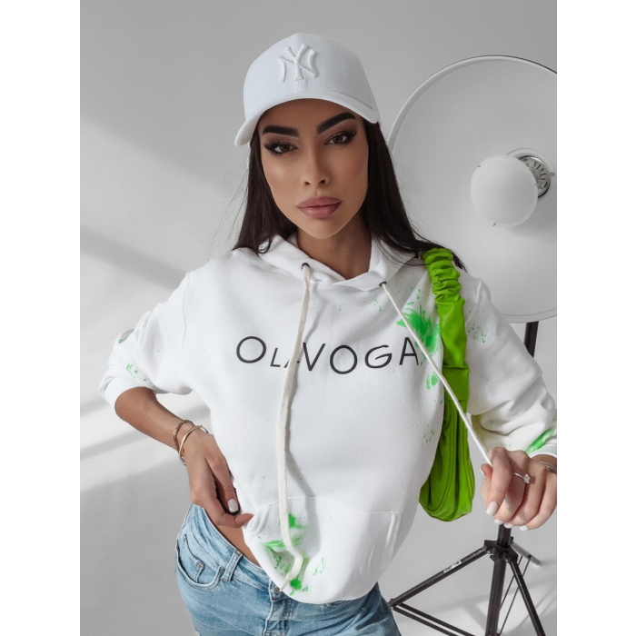 BLUZA BAWEŁNIANA CHLAPANA FARBĄ MAGMA ECRU (NEON GREEN)