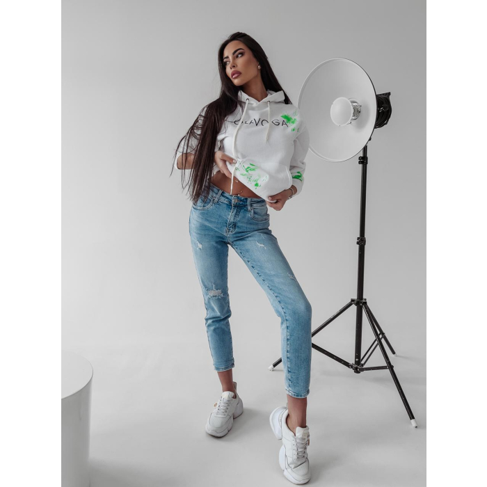 BLUZA BAWEŁNIANA CHLAPANA FARBĄ MAGMA ECRU (NEON GREEN)