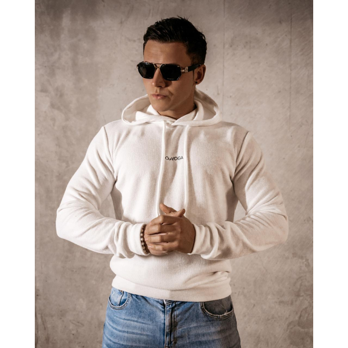 BLUZA MĘSKA Z KAPTUREM FABIANO ECRU