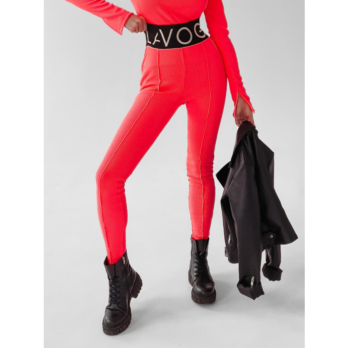 SPODNIE LEGGINSY PRĄŻKOWANE Z SZEROKĄ LOGOWANĄ GUMĄ SUSAN NEON