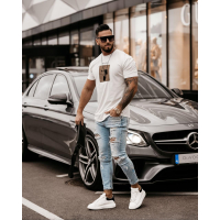 BLUZKA T-SHIRT MĘSKI LEO ECRU