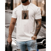 BLUZKA T-SHIRT MĘSKI LEO ECRU