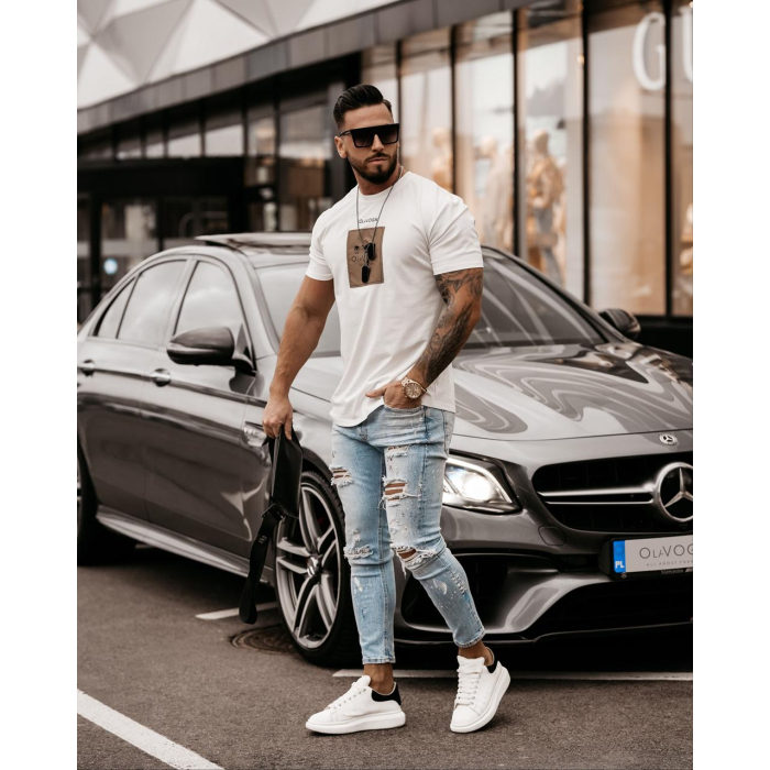 BLUZKA T-SHIRT MĘSKI LEO ECRU