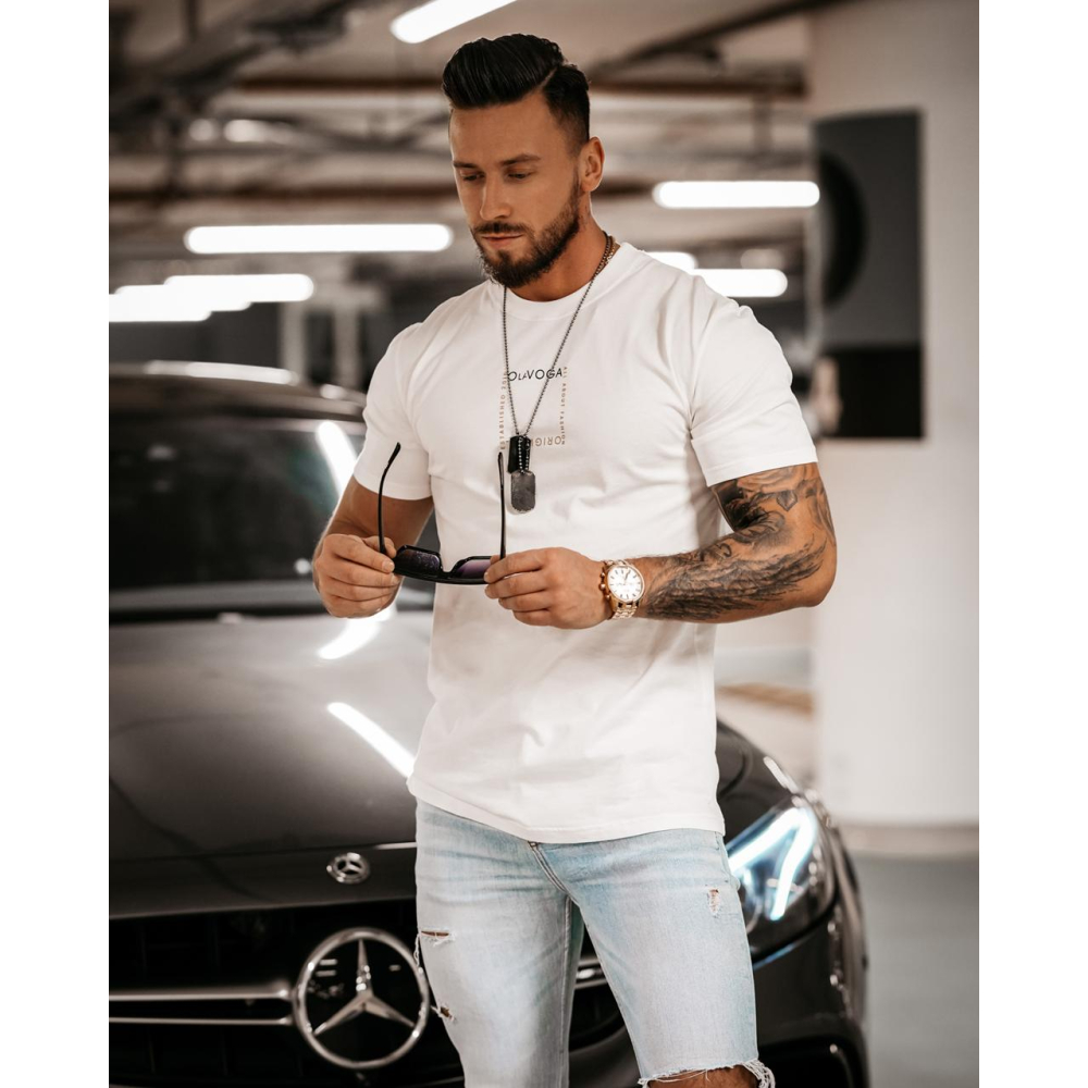BLUZKA T-SHIRT MĘSKI MARC ECRU