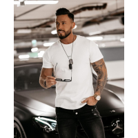 BLUZKA T-SHIRT MĘSKI PRĄŻKOWANY EVAN ECRU