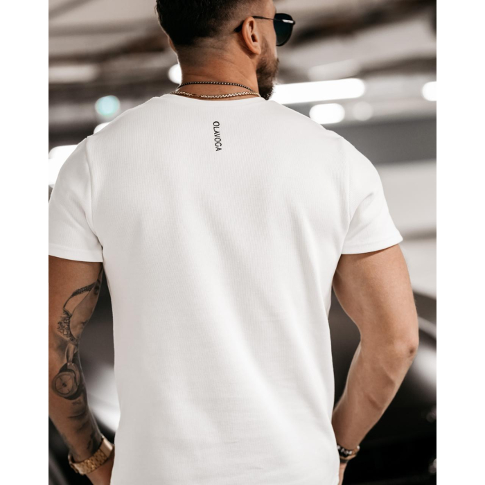BLUZKA T-SHIRT MĘSKI PRĄŻKOWANY EVAN ECRU