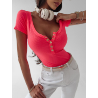 BODY PRĄŻKOWANE ZŁOTE NAPY JOLY NEON PINK