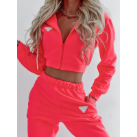 KOMPLET DRES BAWEŁNIANY Z ROZPINANĄ BLUZĄ HALLIE NEON PINK