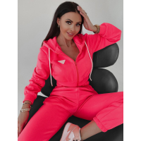 KOMPLET DRES BAWEŁNIANY Z ROZPINANĄ BLUZĄ HALLIE NEON PINK