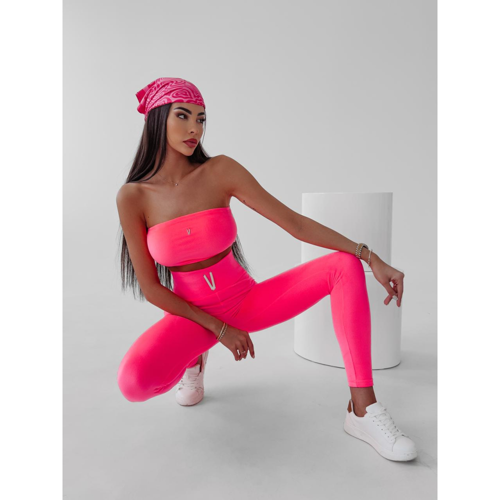 KOMPLET DRES WELUROWY FATIRA NEON CORAL