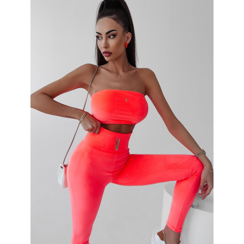 KOMPLET DRES WELUROWY FATIRA NEON ORANGE