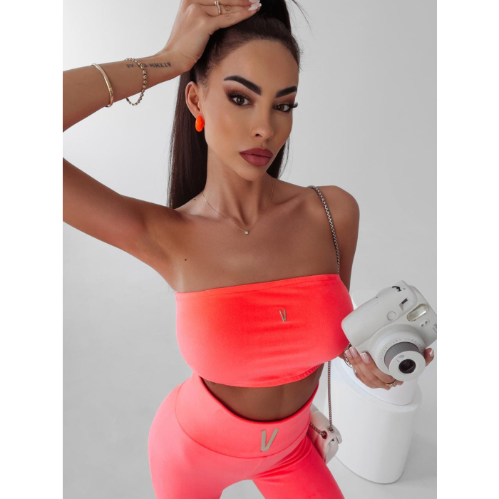 KOMPLET DRES WELUROWY FATIRA NEON ORANGE