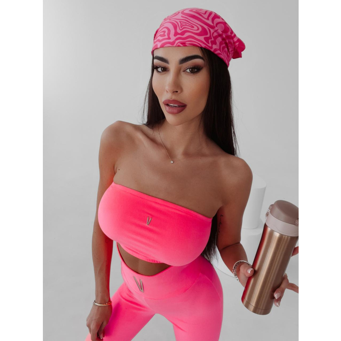 KOMPLET DRES WELUROWY FATIRA NEON CORAL