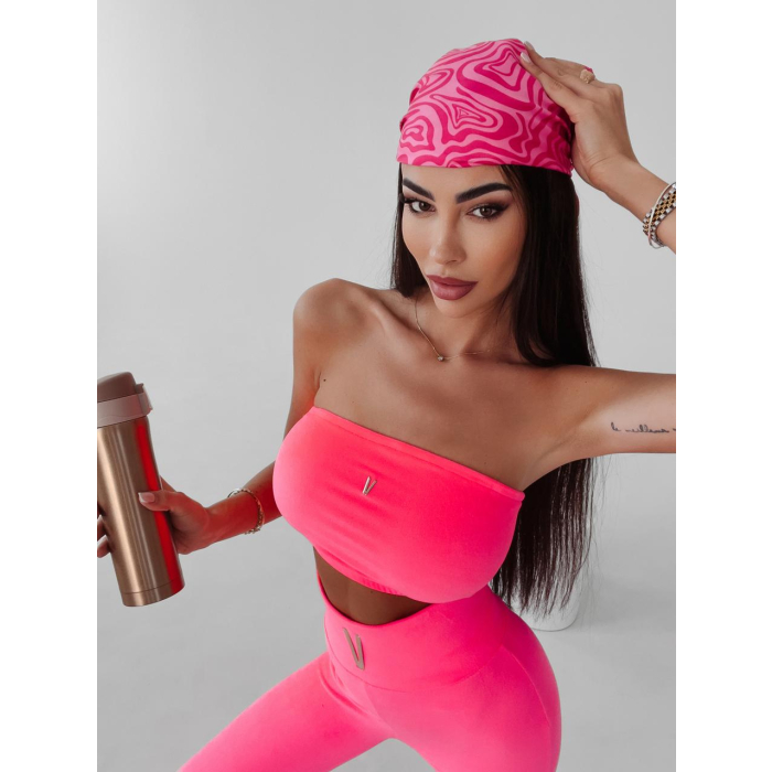 KOMPLET DRES WELUROWY FATIRA NEON CORAL