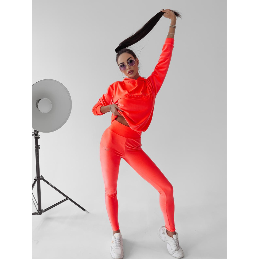 KOMPLET DRES WELUROWY LENA NEON ORANGE
