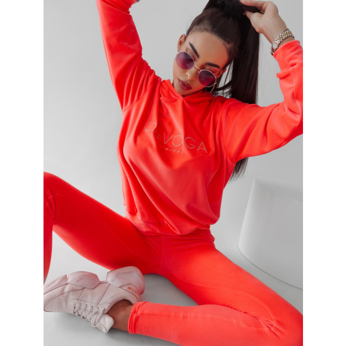 KOMPLET DRES WELUROWY LENA NEON ORANGE
