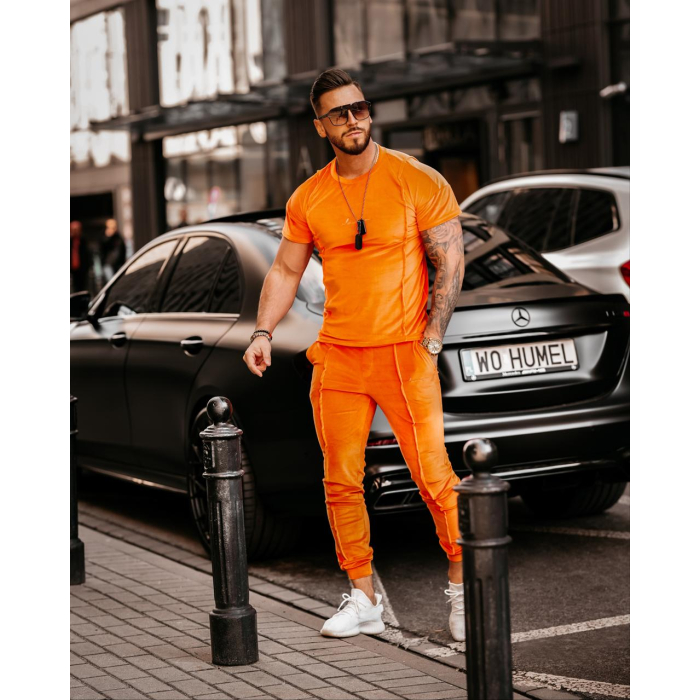 KOMPLET DRES WELUROWY LUCA ORANGE