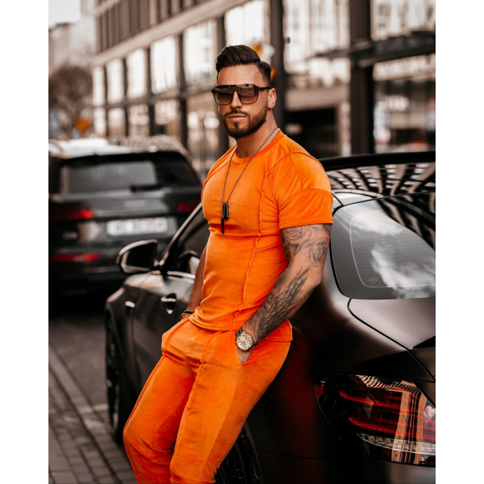 KOMPLET DRES WELUROWY LUCA ORANGE