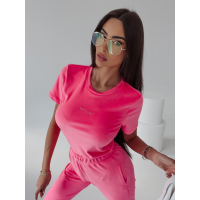 KOMPLET DRES WELUROWY MALA NEON PINK