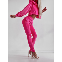 KOMPLET DRES WELUROWY PENELOPE NEON AMARANT