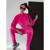 KOMPLET DRES WELUROWY PENELOPE NEON AMARANT