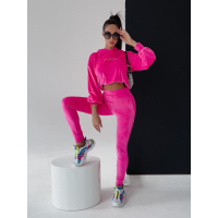 KOMPLET DRES WELUROWY PENELOPE NEON AMARANT