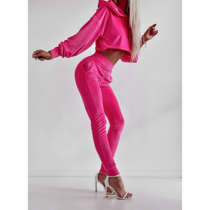 KOMPLET DRES WELUROWY PENELOPE NEON AMARANT