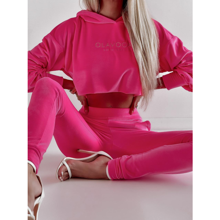 KOMPLET DRES WELUROWY PENELOPE NEON AMARANT