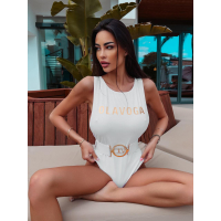 KOSTIUM STRÓJ KĄPIELOWY JEDNOCZĘŚCIOWY BIKINI Z PASKIEM PALOS WHITE