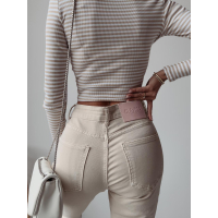 SPODNIE JEANSOWE MOM FIT CAMI BEŻ