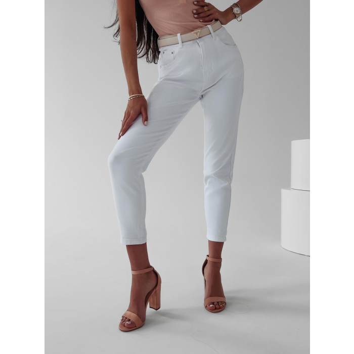 SPODNIE JEANSOWE MOM FIT LOARA 254 WHITE