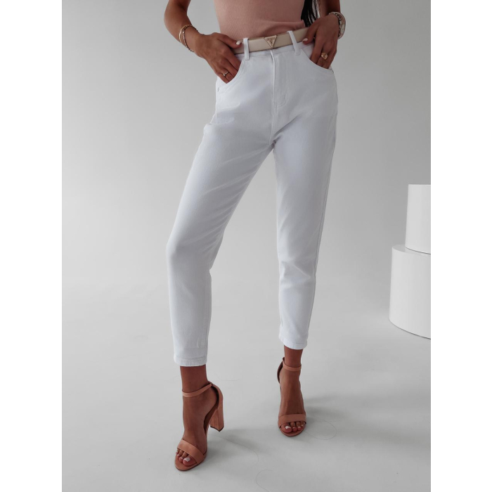 SPODNIE JEANSOWE MOM FIT LOARA 254 WHITE