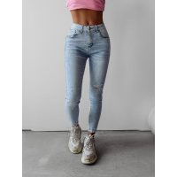 SPODNIE JEANSOWE CHLAPANE FARBĄ SKINNY CALIS BLUE