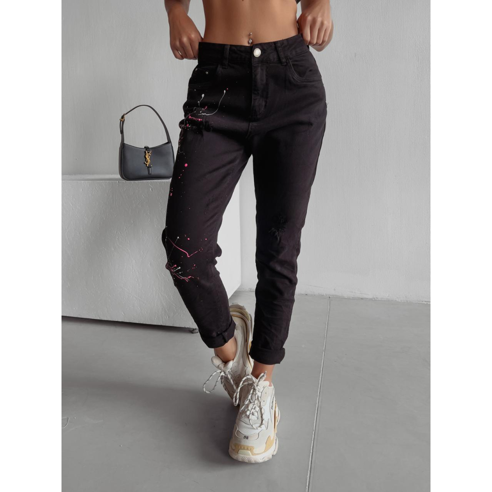 SPODNIE JEANSOWE MOM FIT CUBA BLACK
